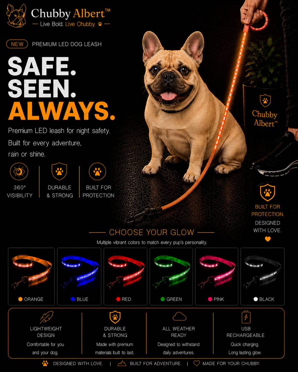 Chubby Albert™️ GlowSafe Leash